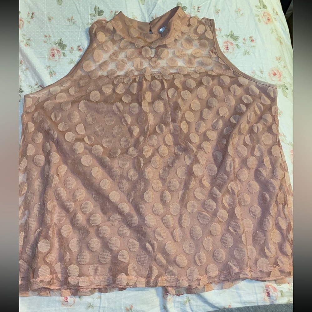 Blush pink polka dot blouse size XL